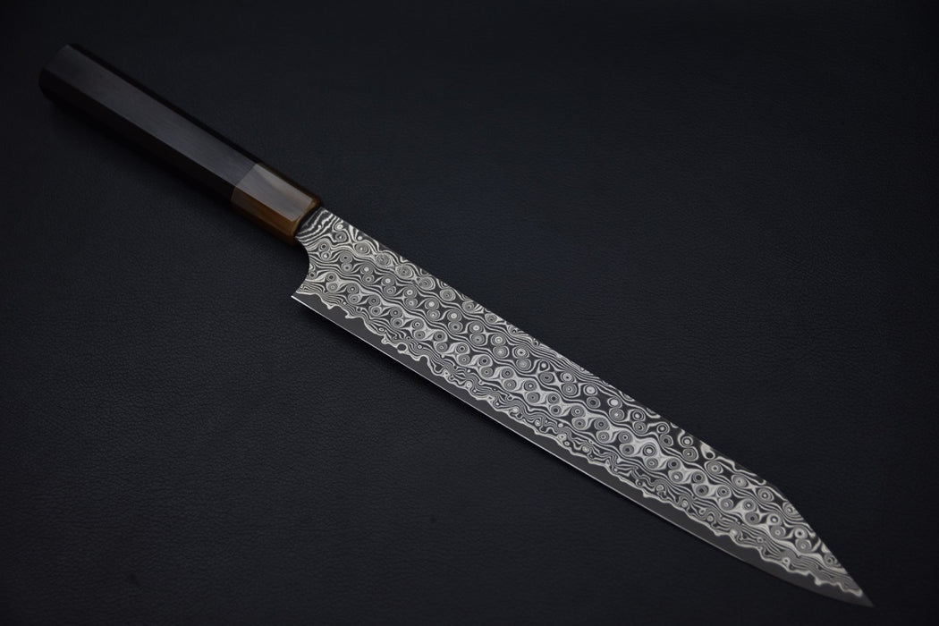 Nigara Hamono SG2 Anmon Damascus Kiritsuke Sujihiki 255mm Ebony