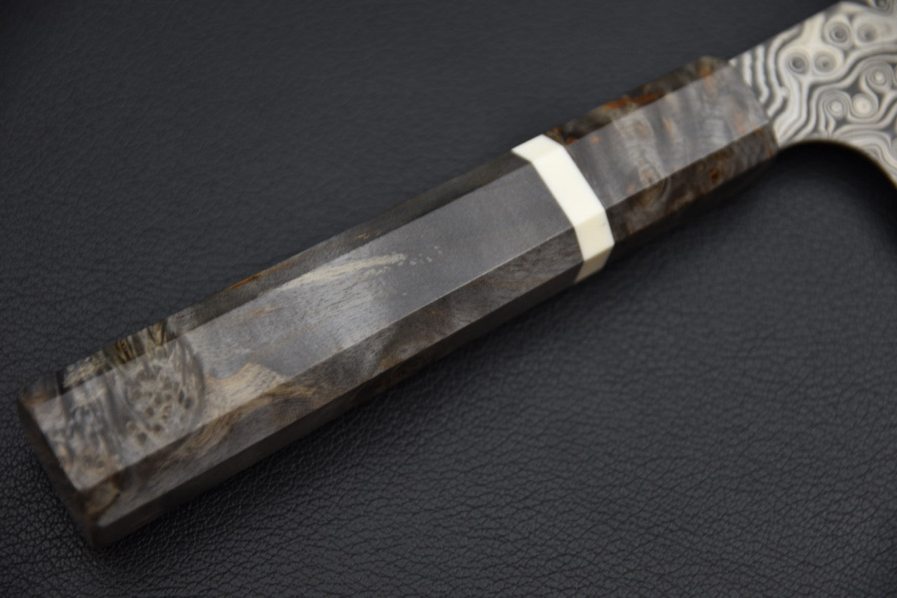 Nigara Hamono SG2 Anmon Damascus Santoku Bouleau