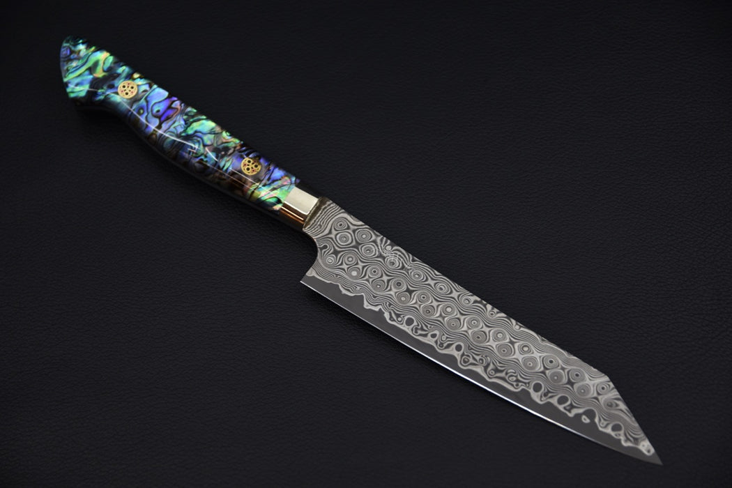 Nigara Hamono SG2 Damascus Anmon Damascus Petty Kiritsuke 150mm Abalone
