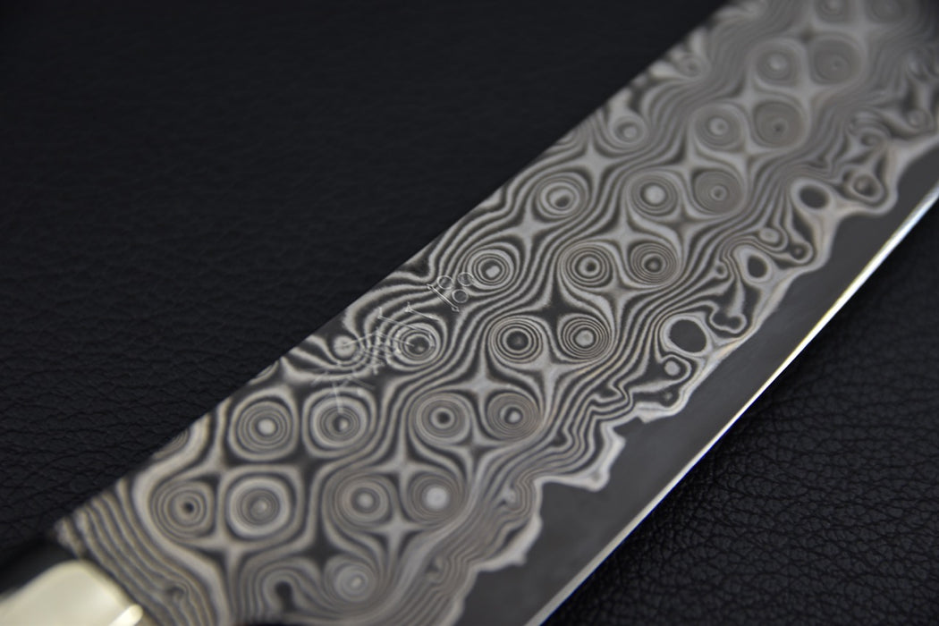 Nigara Hamono SG2 Damascus Anmon Damascus Petty Kiritsuke 150mm Abalone