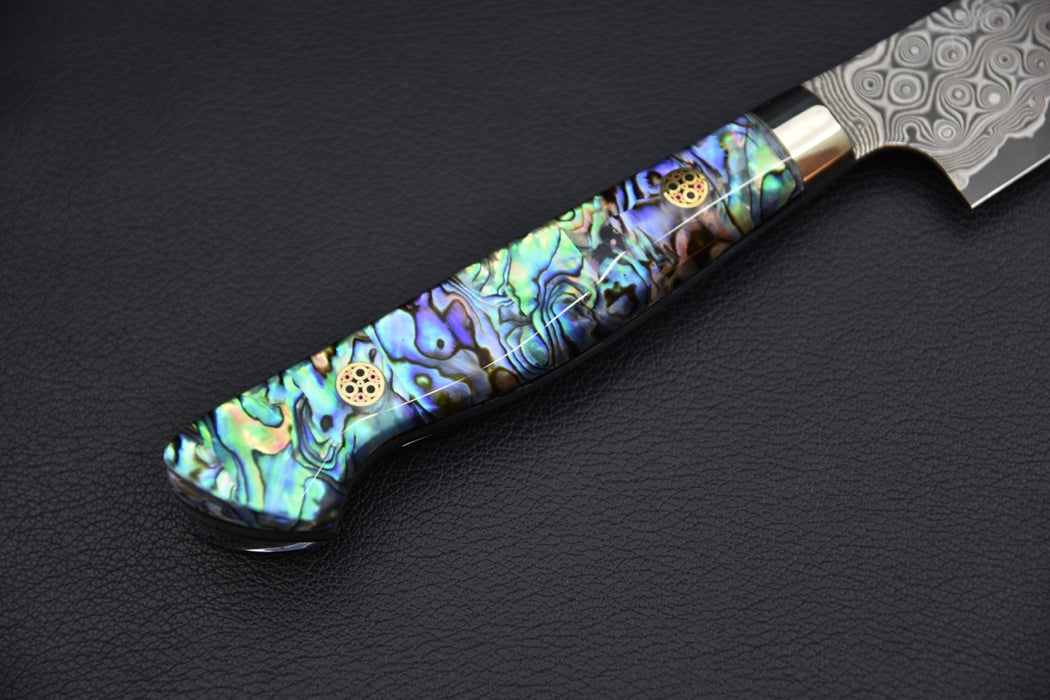 Nigara Hamono SG2 Damascus Anmon Damascus Petty Kiritsuke 150mm Abalone