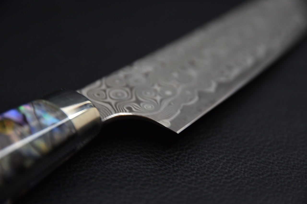 Nigara Hamono SG2 Damascus Anmon Damascus Petty Kiritsuke 150mm Abalone