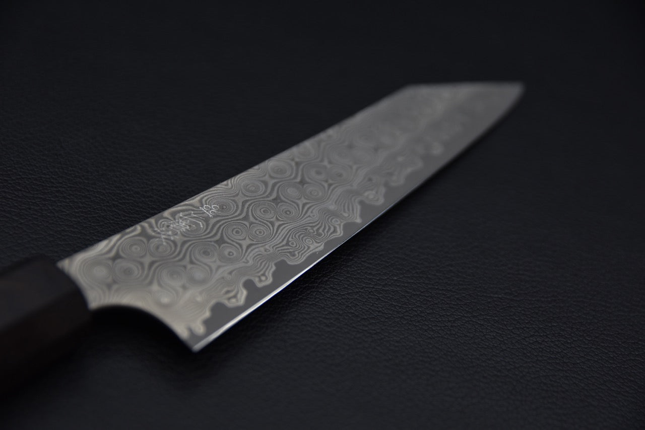 Nigara Hamono SG2 Damascus Anmon Kiritsuke Petty 150mm Ebony