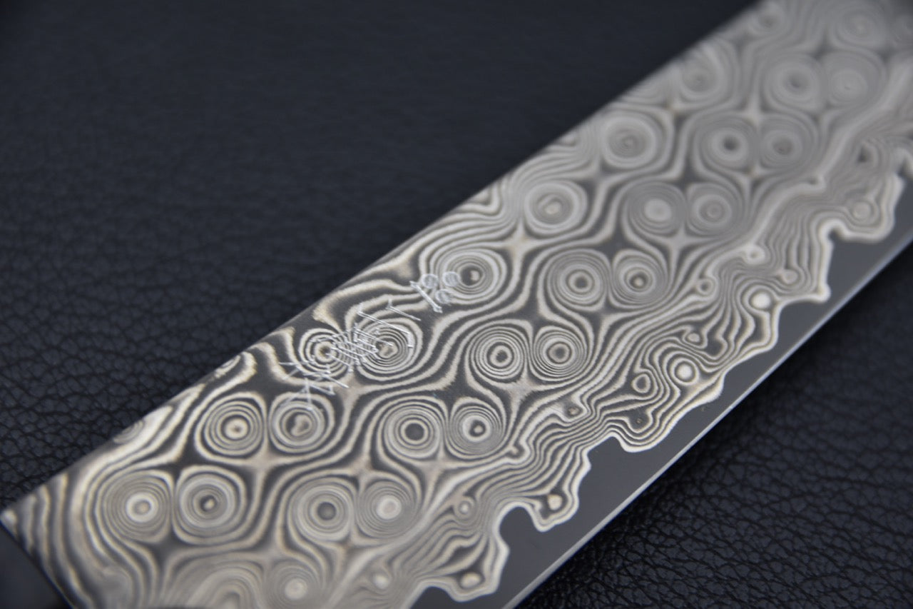 Nigara Hamono SG2 Damascus Anmon Kiritsuke Petty 150mm Ebony