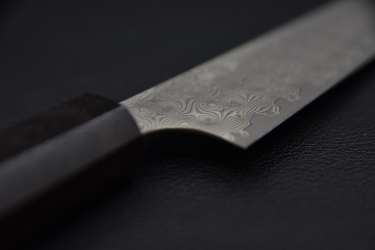 Nigara Hamono SG2 Damascus Anmon Kiritsuke Petty 150mm Ebony