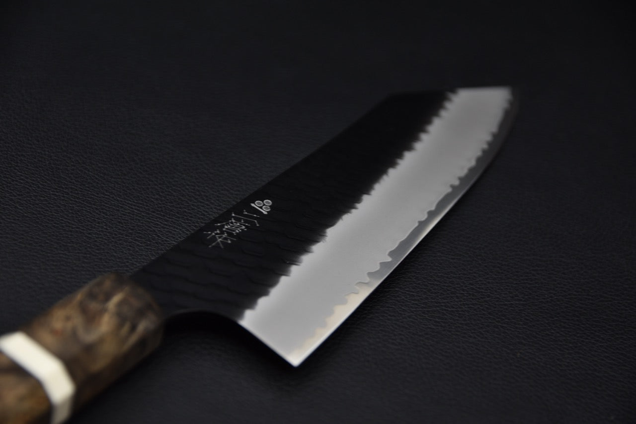 Lame de couteau japonais bunka SG2 avec finition martelée tsuchime et kurouchi — Japanese knife