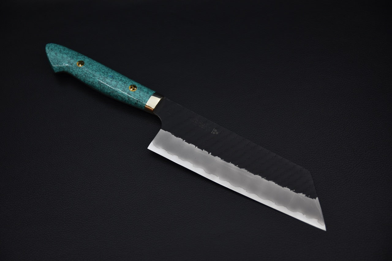 Nigara Hamono SG2 Kurouchi Tsuchime Nakiri Kiritsuke Turquoise #1
