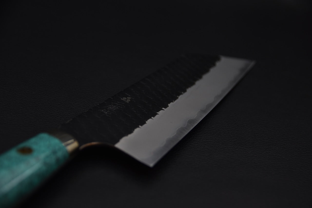 Nigara Hamono SG2 Kurouchi Tsuchime Nakiri Kiritsuke Turquoise #1