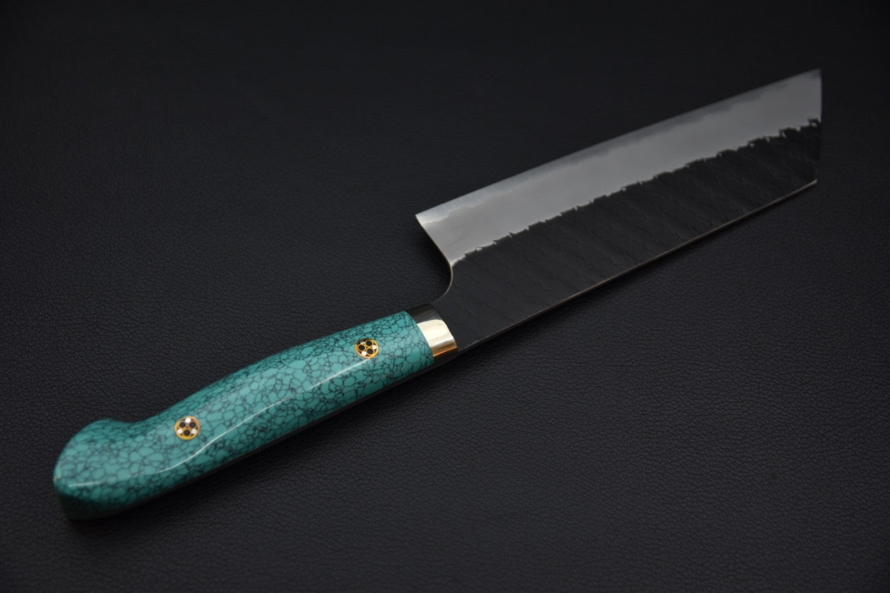 Nigara Hamono SG2 Kurouchi Tsuchime Nakiri Kiritsuke Turquoise #1