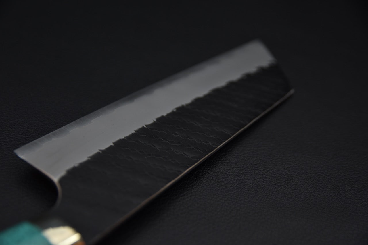 Nigara Hamono SG2 Kurouchi Tsuchime Nakiri Kiritsuke Turquoise #1