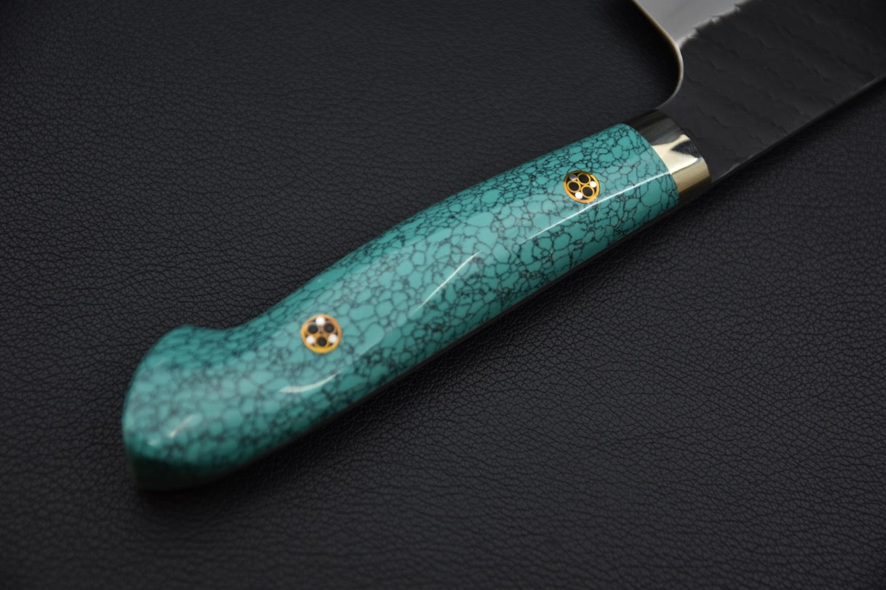 Nigara Hamono SG2 Kurouchi Tsuchime Nakiri Kiritsuke Turquoise #1