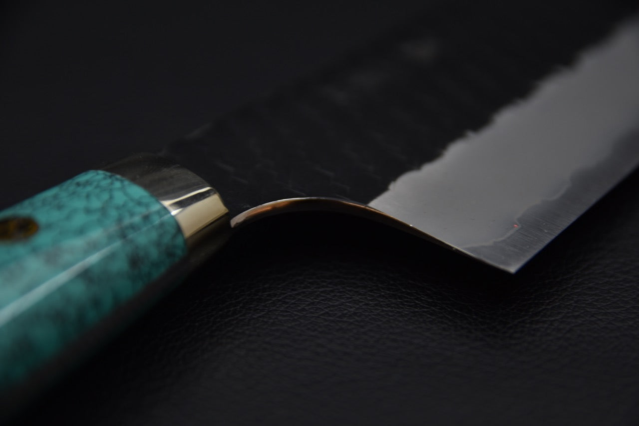 Nigara Hamono SG2 Kurouchi Tsuchime Nakiri Kiritsuke Turquoise #1