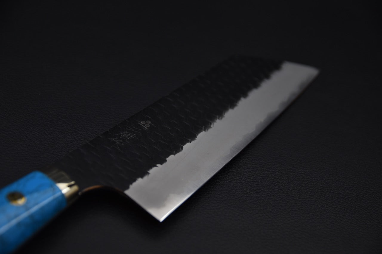 Nigara Hamono SG2 Kurouchi Tsuchime Nakiri Kiritsuke Turquoise #2