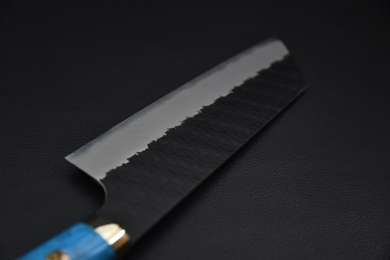 Nigara Hamono SG2 Kurouchi Tsuchime Nakiri Kiritsuke Turquoise #2