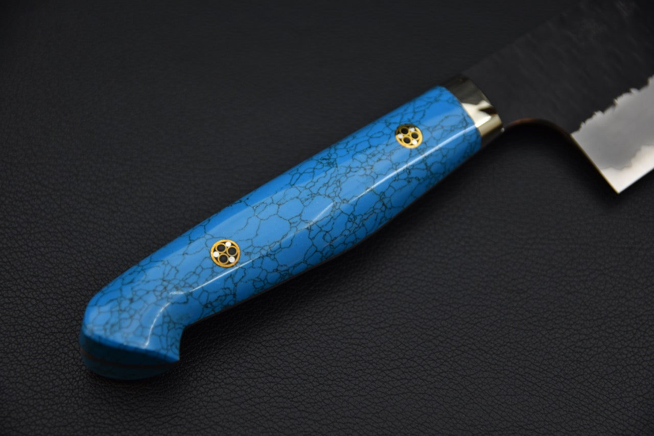 Nigara Hamono SG2 Kurouchi Tsuchime Nakiri Kiritsuke Turquoise #2