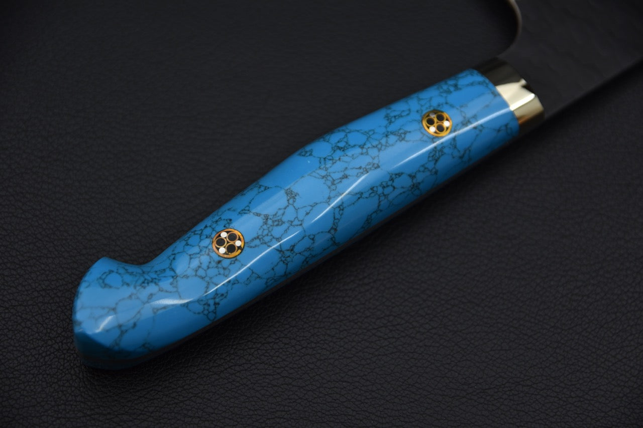 Nigara Hamono SG2 Kurouchi Tsuchime Nakiri Kiritsuke Turquoise #2