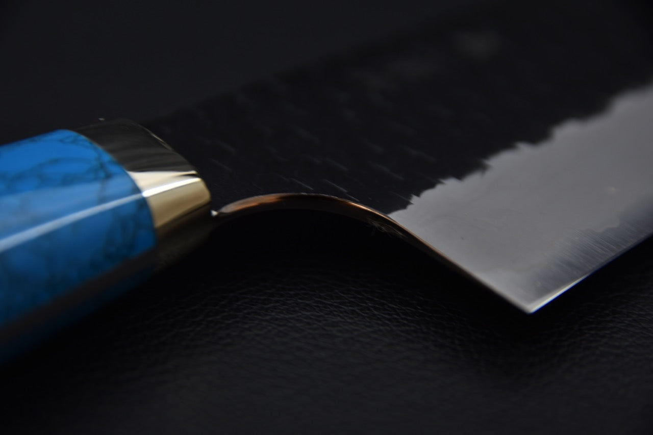 Nigara Hamono SG2 Kurouchi Tsuchime Nakiri Kiritsuke Turquoise #2