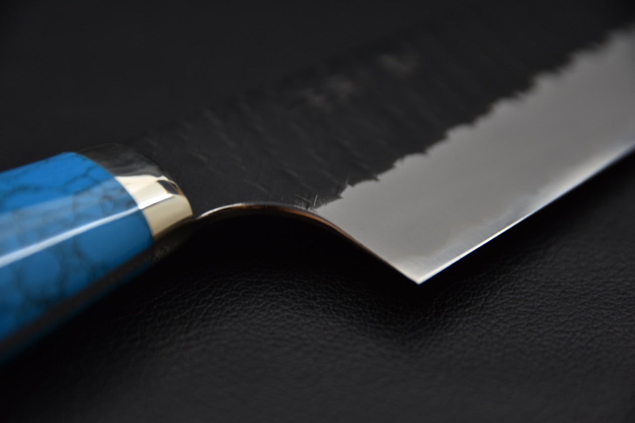 Nigara Hamono SG2 Kurouchi Tsuchime Gyuto 240mm Turquoise