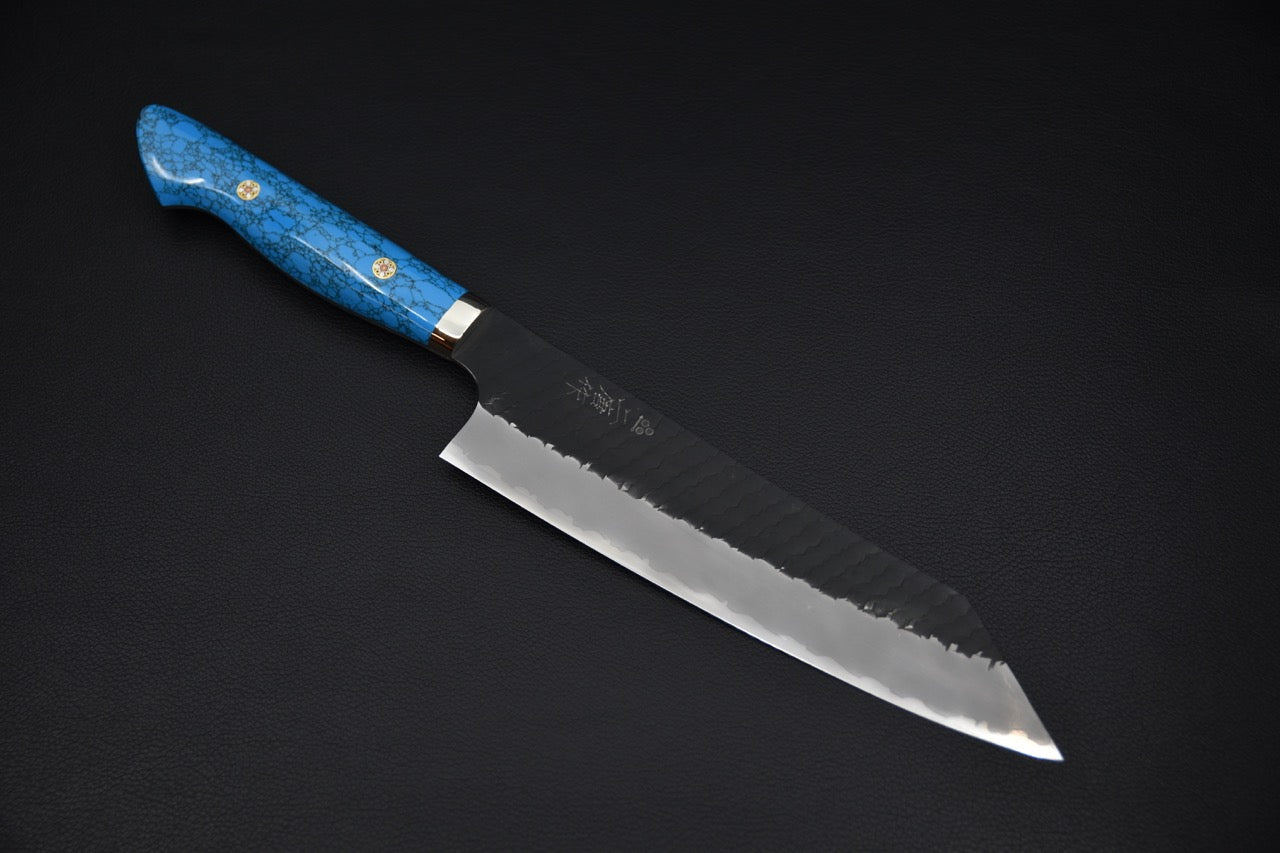 Nigara Hamono SG2 Kurouchi Tsuchime Gyuto Kiritsuke 210mm Turquoise