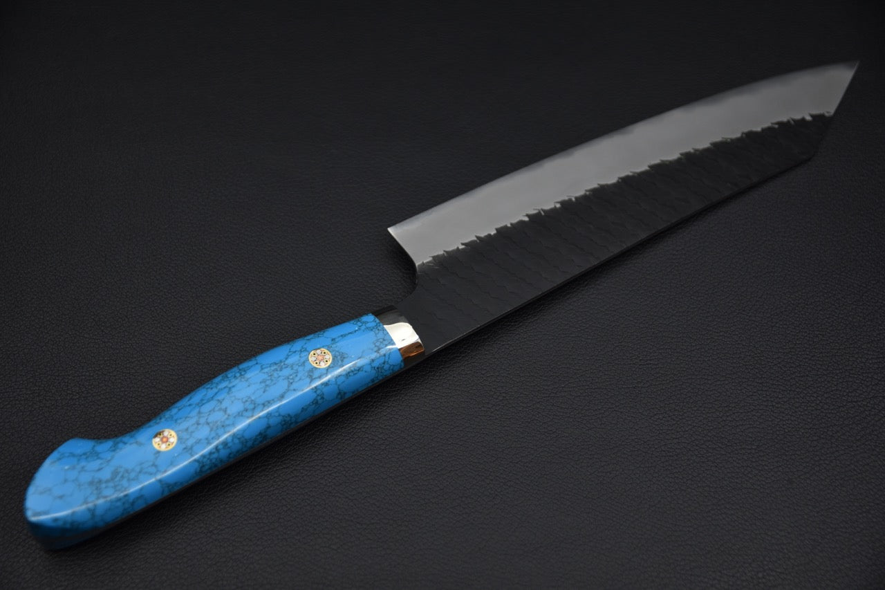 Nigara Hamono SG2 Kurouchi Tsuchime Gyuto Kiritsuke 210mm Turquoise