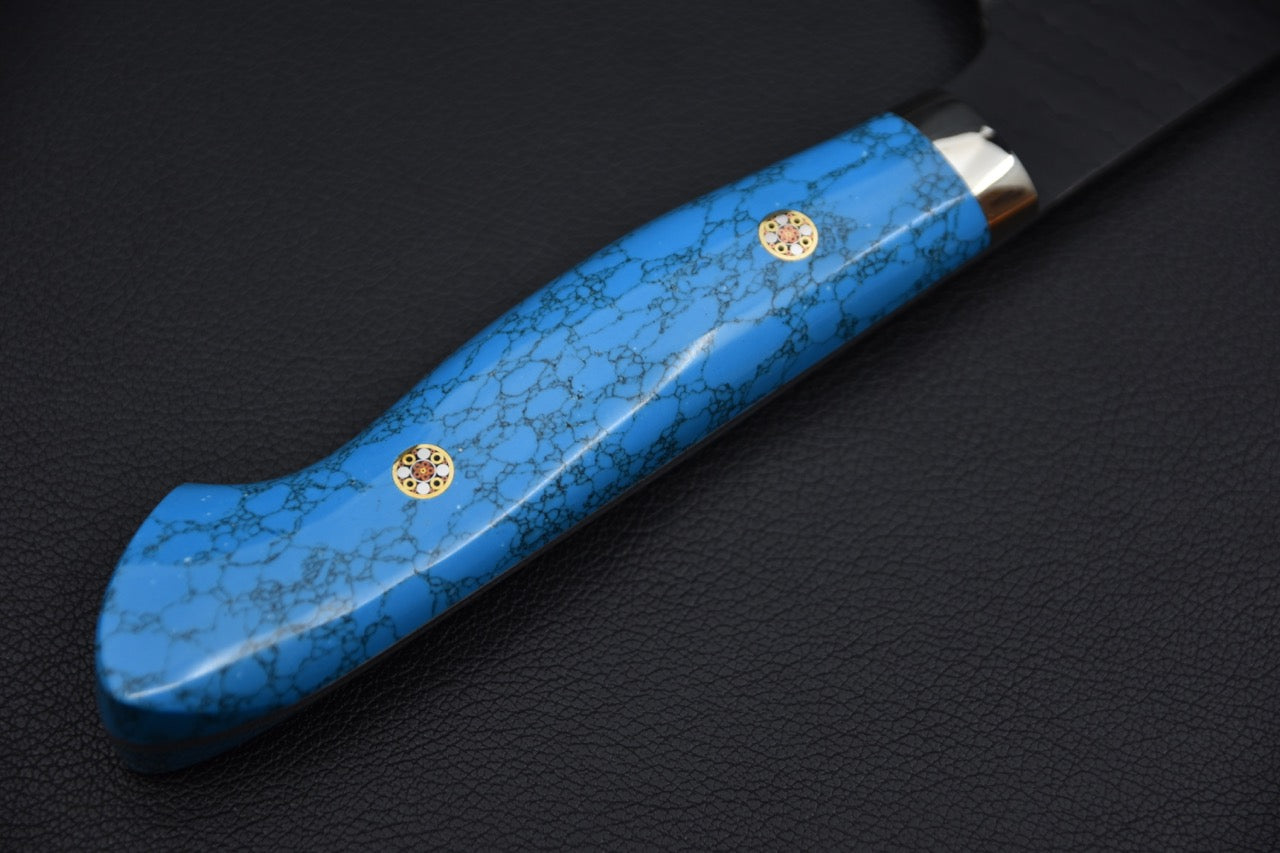 Nigara Hamono SG2 Kurouchi Tsuchime Gyuto Kiritsuke 210mm Turquoise