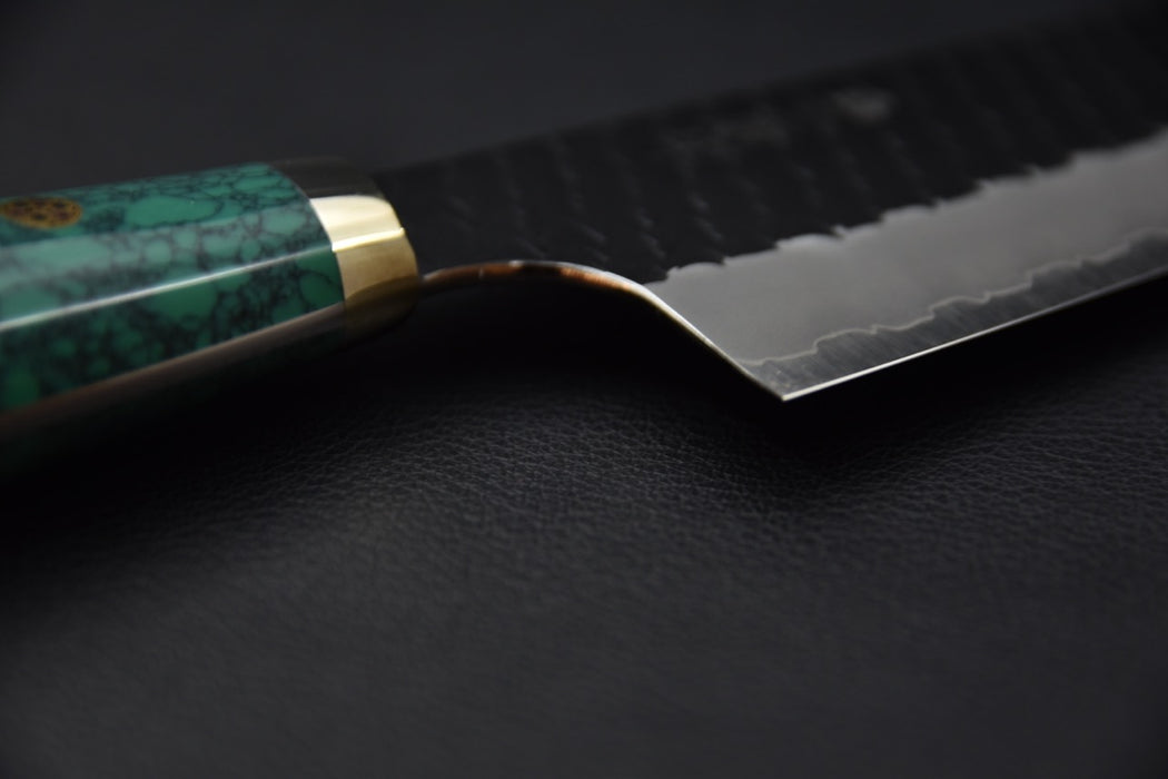 Nigara Hamono SG2 Kurouchi Tsuchime Gyuto Kiritsuke 240mm Turquoise