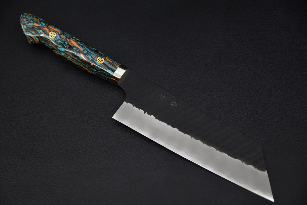 Nigara Hamono SG2 Kurouchi Tsuchime Nakiri Kiritsuke Turquoise #3