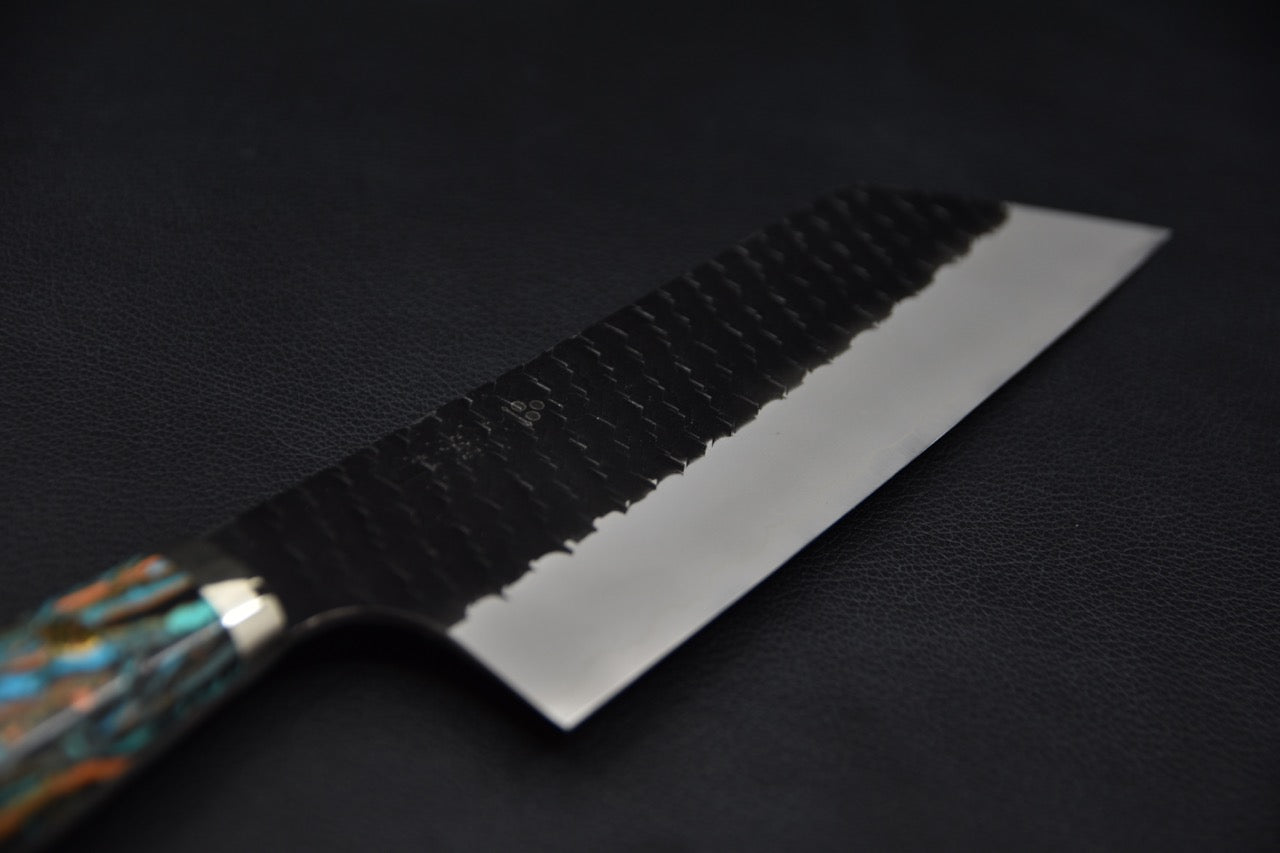 Nigara Hamono SG2 Kurouchi Tsuchime Nakiri Kiritsuke Turquoise #3