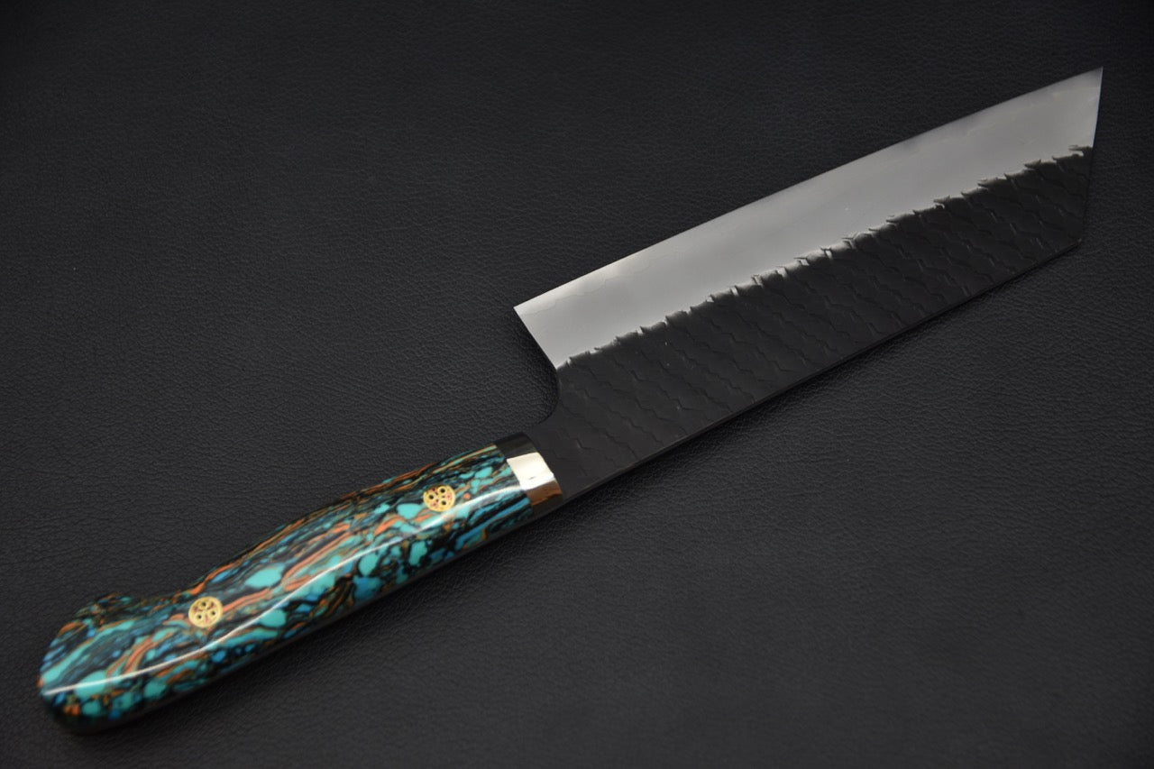 Nigara Hamono SG2 Kurouchi Tsuchime Nakiri Kiritsuke Turquoise #3