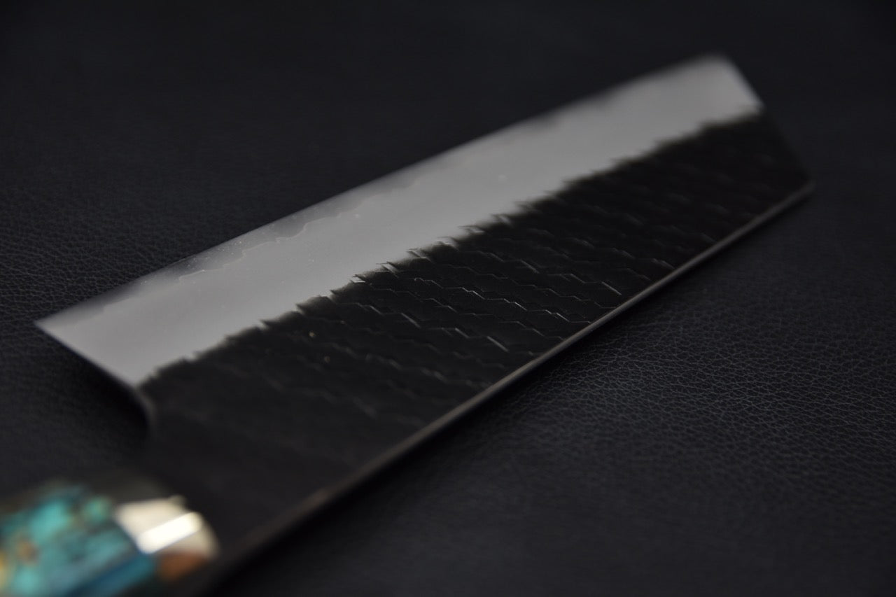 Nigara Hamono SG2 Kurouchi Tsuchime Nakiri Kiritsuke Turquoise #3