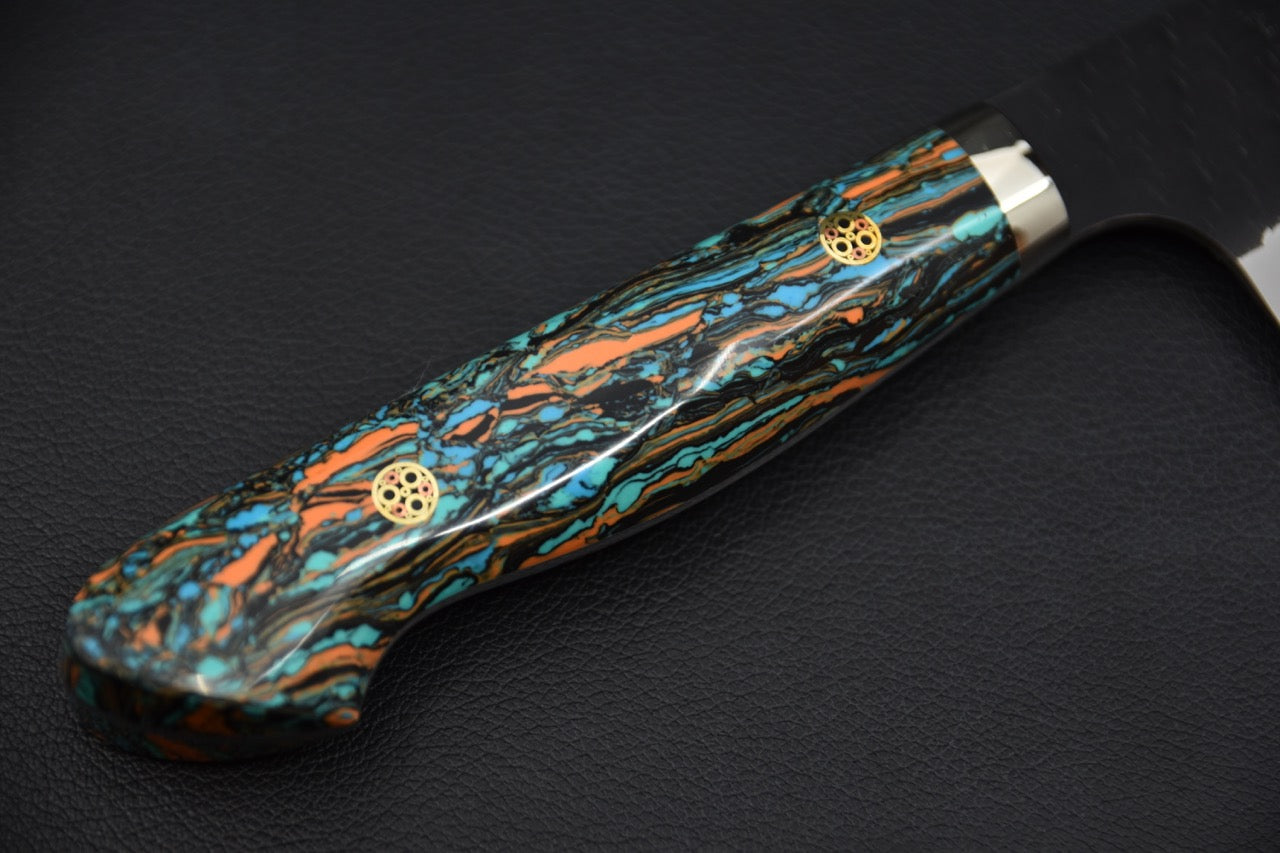 Nigara Hamono SG2 Kurouchi Tsuchime Nakiri Kiritsuke Turquoise #3