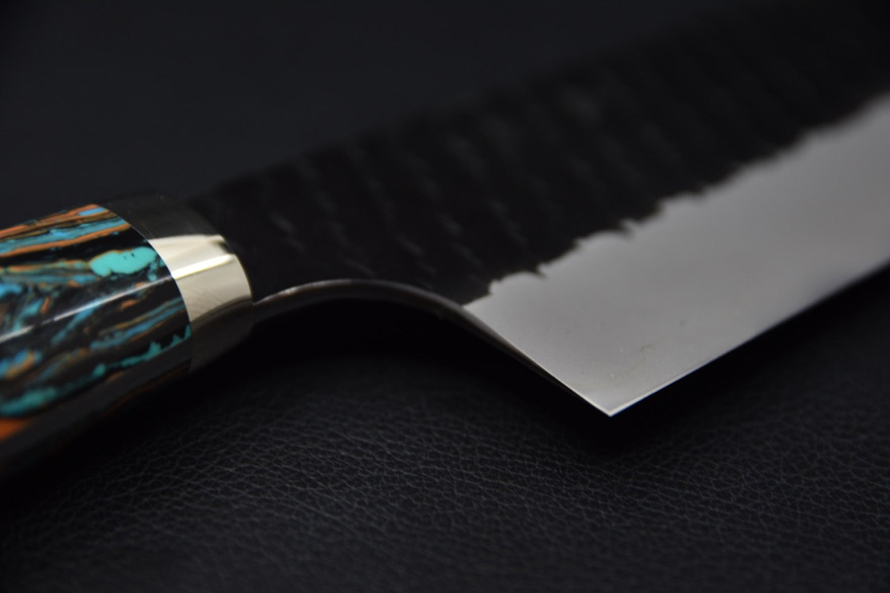 Nigara Hamono SG2 Kurouchi Tsuchime Nakiri Kiritsuke Turquoise #3