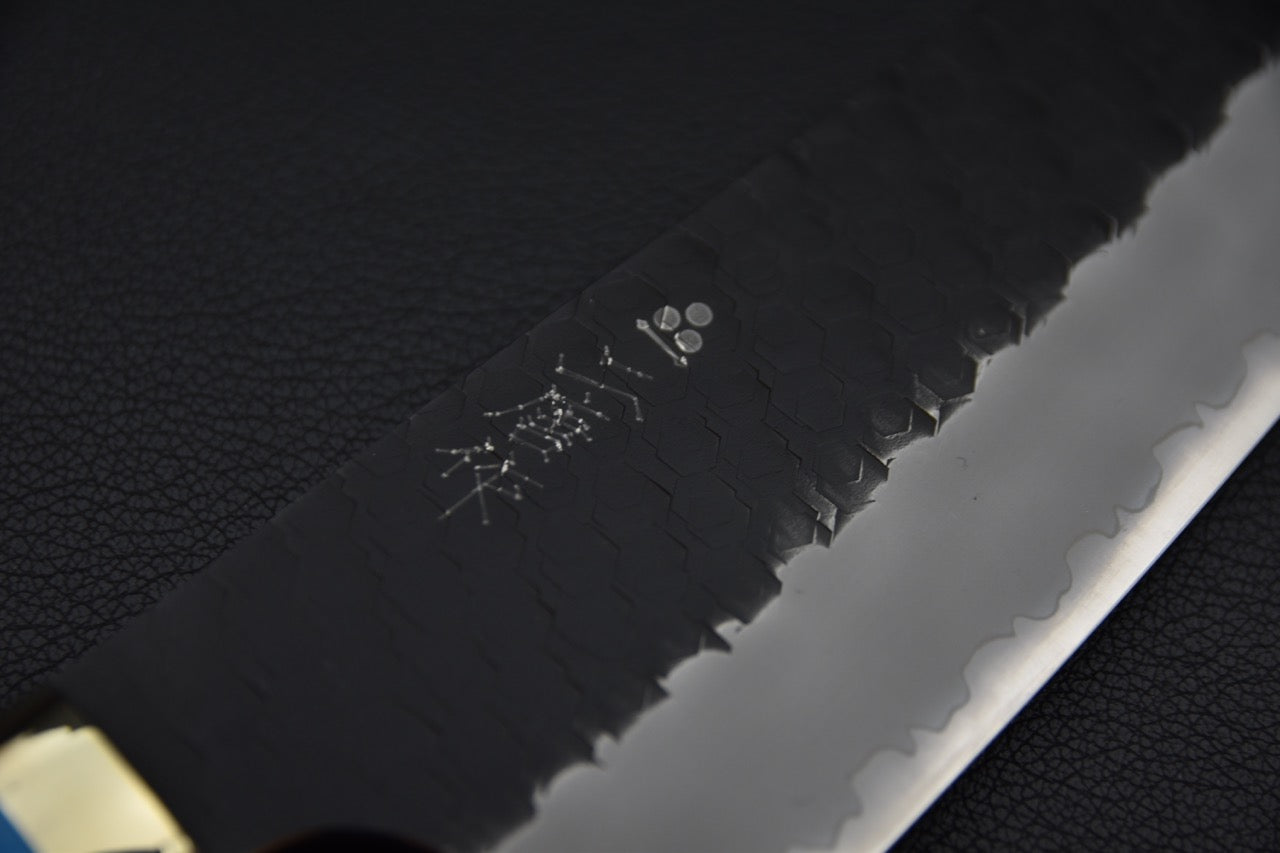 Nigara Hamono SG2 Kurouchi Tsuchime Santoku 170mm Turquoise #2