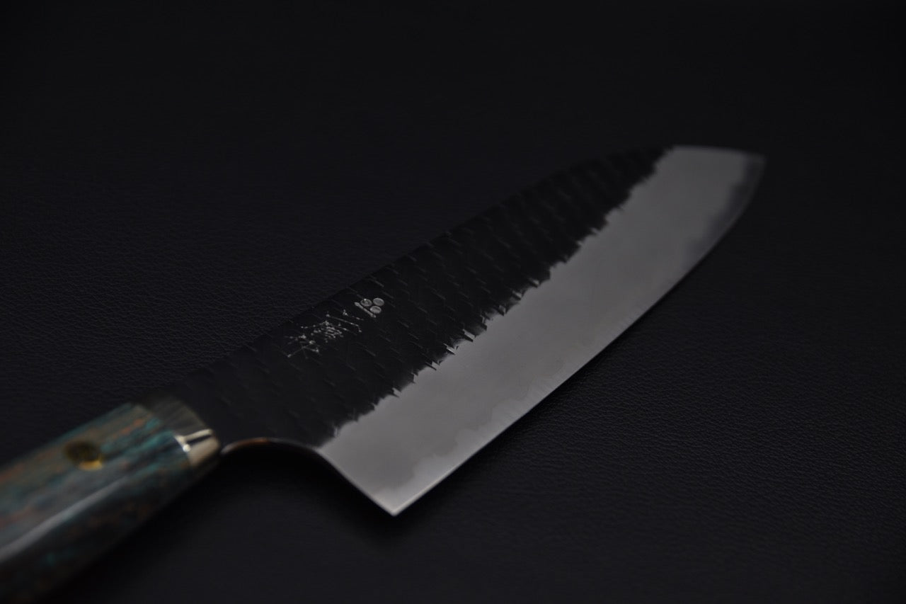 Nigara Hamono SG2 Kurouchi Tsuchime Santoku Turquoise #1