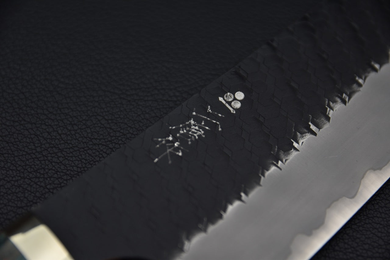 Nigara Hamono SG2 Kurouchi Tsuchime Santoku Turquoise #1