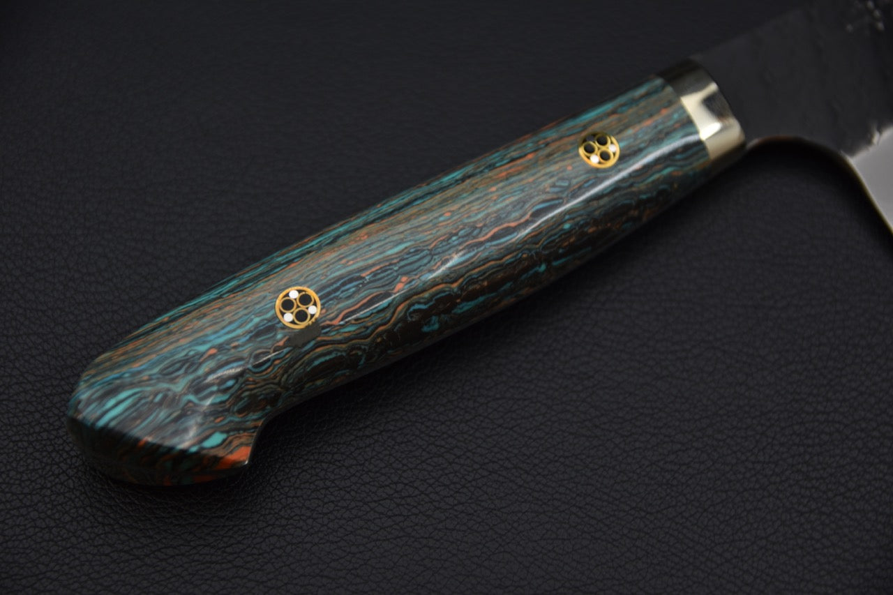 Nigara Hamono SG2 Kurouchi Tsuchime Santoku Turquoise #1