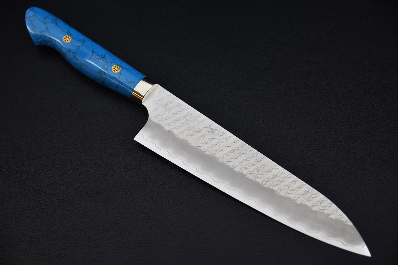 Nigara Hamono SG2 Migaki Tsuchime Gyuto 210mm Turquoise