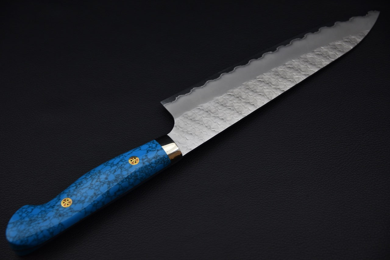 Nigara Hamono SG2 Migaki Tsuchime Gyuto 210mm Turquoise