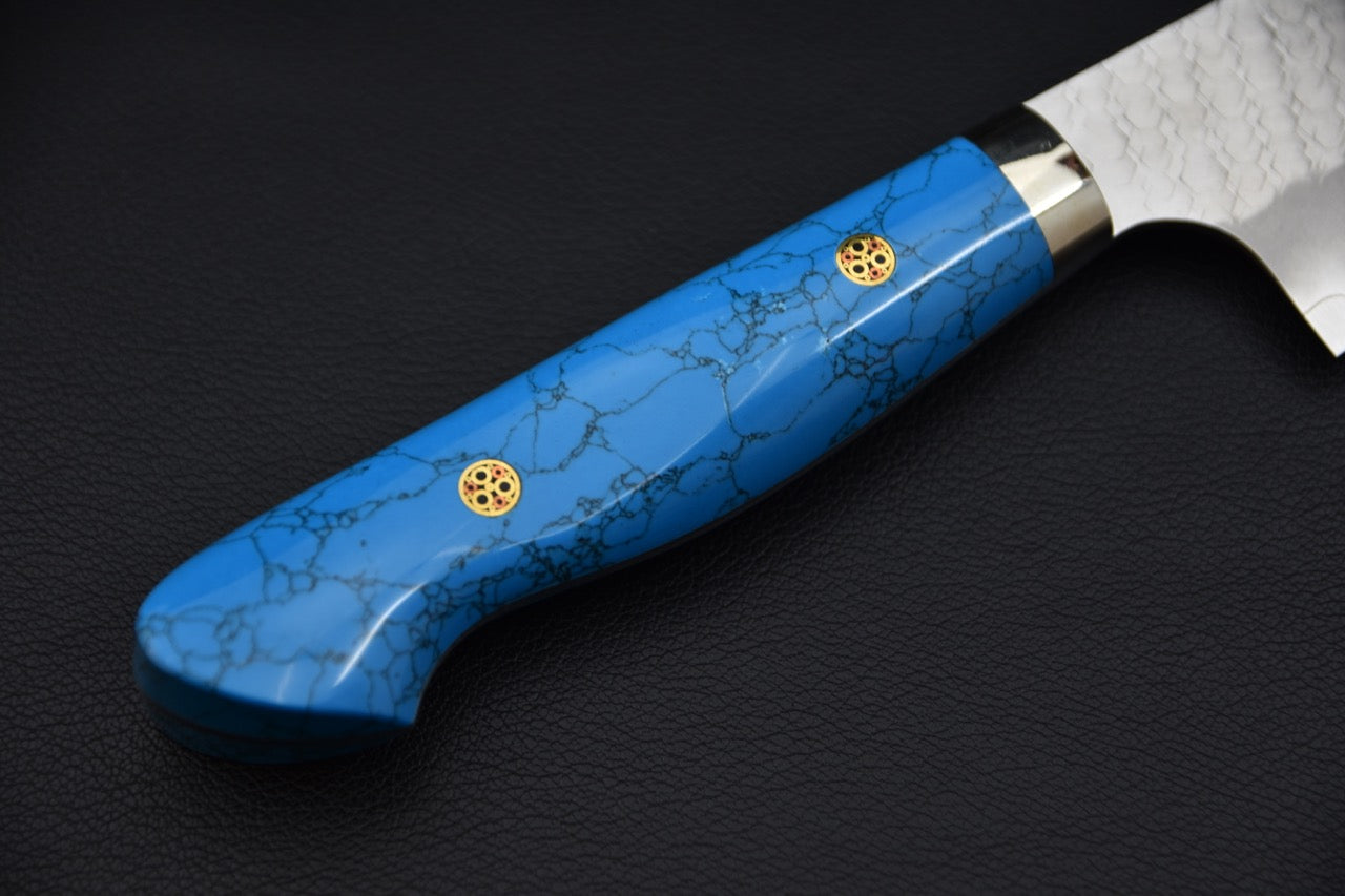 Nigara Hamono SG2 Migaki Tsuchime Gyuto 210mm Turquoise