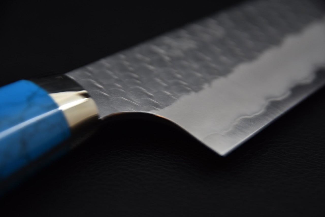 Nigara Hamono SG2 Migaki Tsuchime Gyuto 210mm Turquoise
