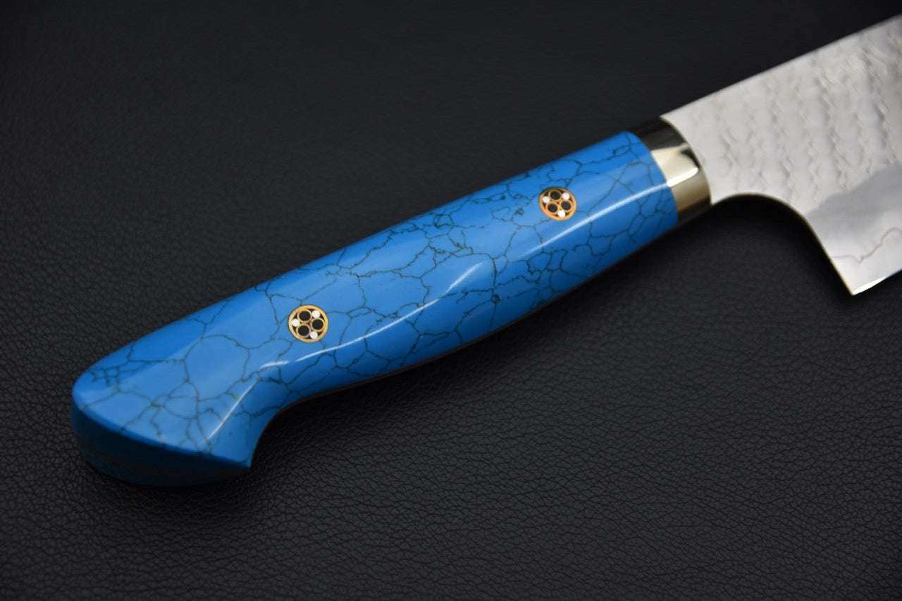 Nigara Hamono SG2 Migaki Tsuchime Gyuto Kiritsuke 210mm Turquoise #1