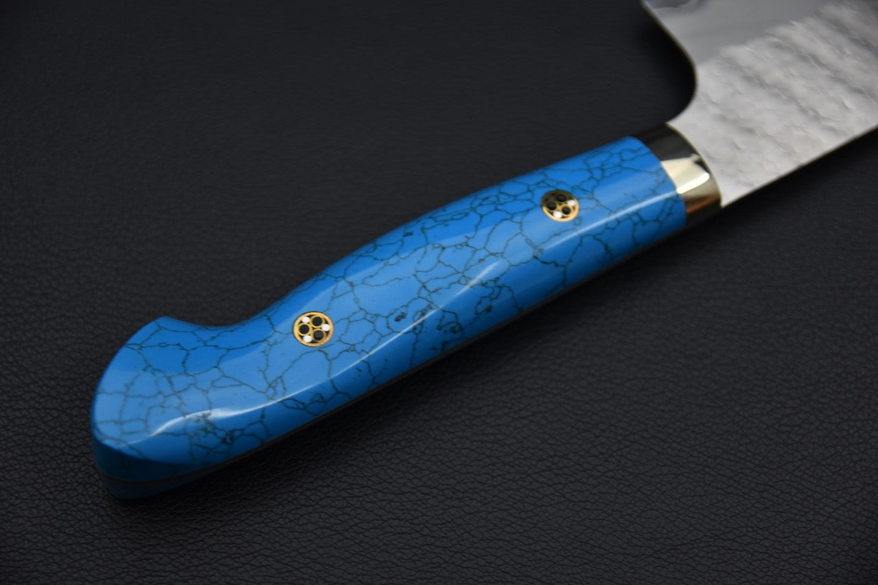 Nigara Hamono SG2 Migaki Tsuchime Gyuto Kiritsuke 210mm Turquoise #1
