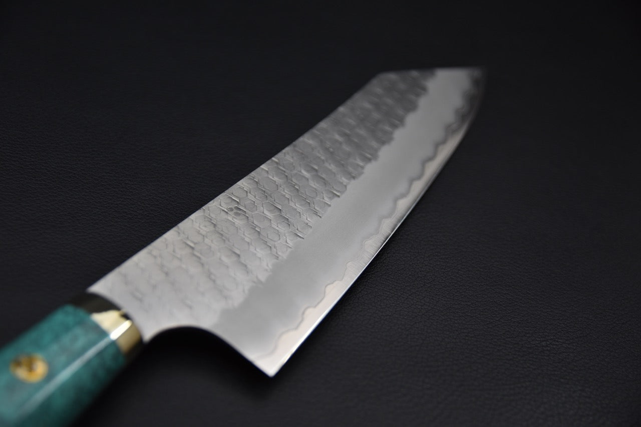 Nigara Hamono SG2 Migaki Tsuchime Gyuto Kiritsuke 210mm Turquoise #2