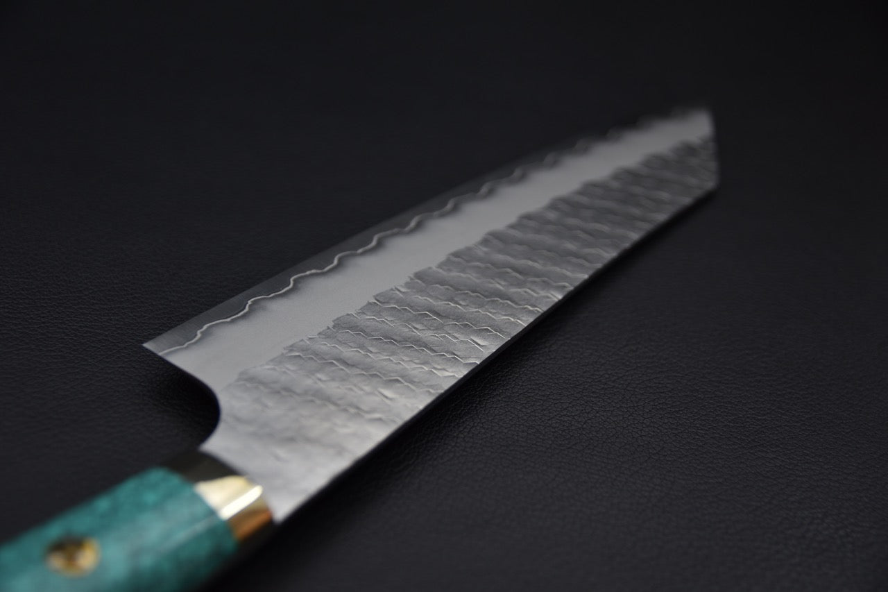 Nigara Hamono SG2 Migaki Tsuchime Gyuto Kiritsuke 210mm Turquoise #2