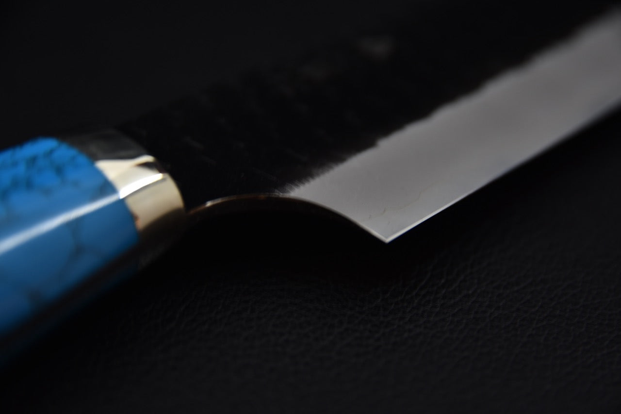 Nigara Hamono SG2 Tsuchime Kurouchi Sujihiki Kiritsuke 255mm Turquoise