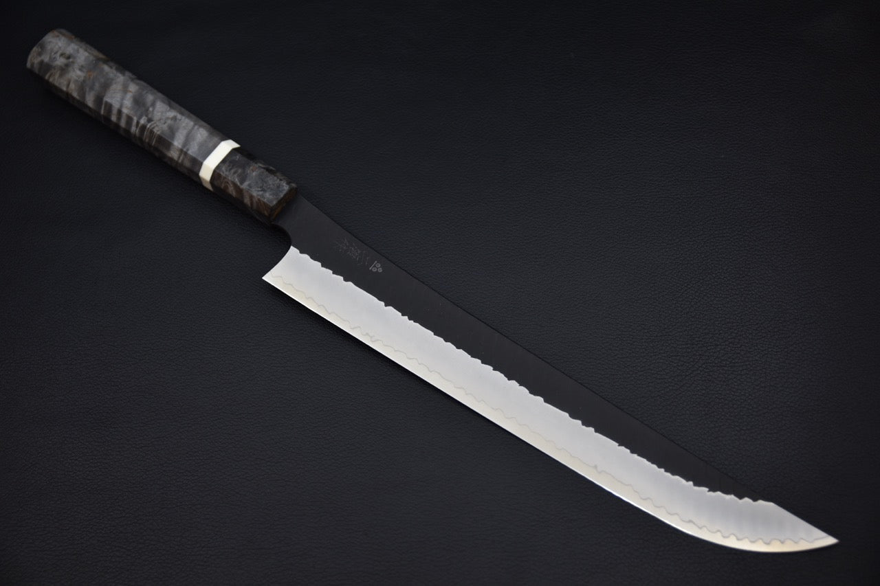 Nigara Hamono SG2 Tsuchime Kurouchi Sujihiki Sakimaru 270mm Bouleau