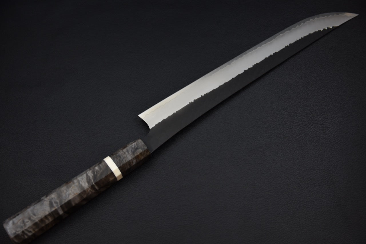 Nigara Hamono SG2 Tsuchime Kurouchi Sujihiki Sakimaru 270mm Bouleau