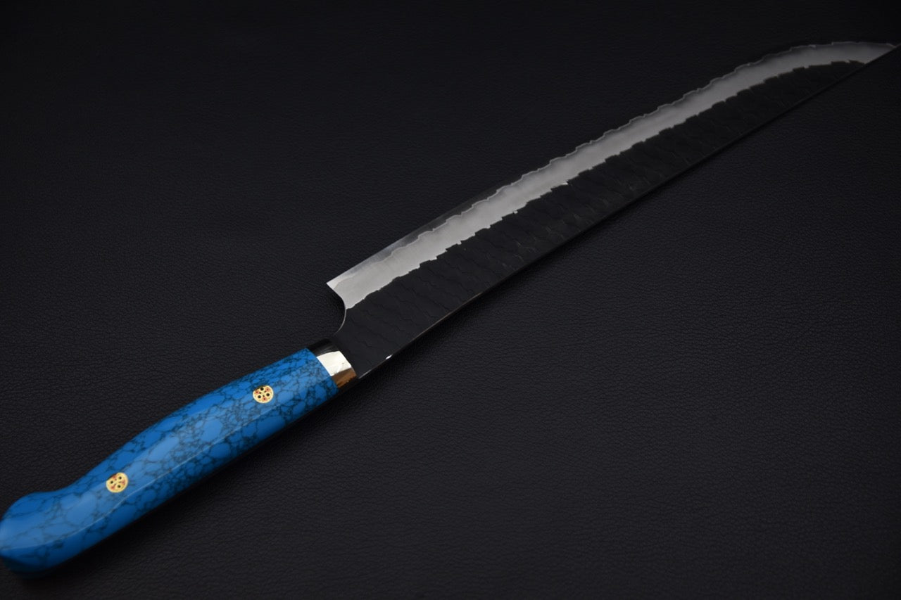 Nigara Hamono SG2 Tsuchime Kurouchi Sujihiki Sakimaru 270mm Turquoise