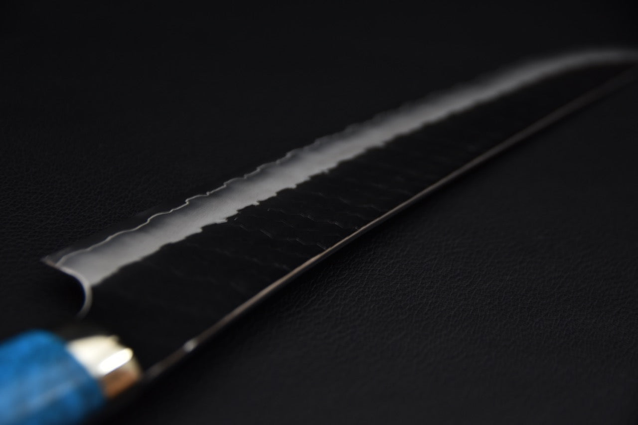 Nigara Hamono SG2 Tsuchime Kurouchi Sujihiki Sakimaru 270mm Turquoise