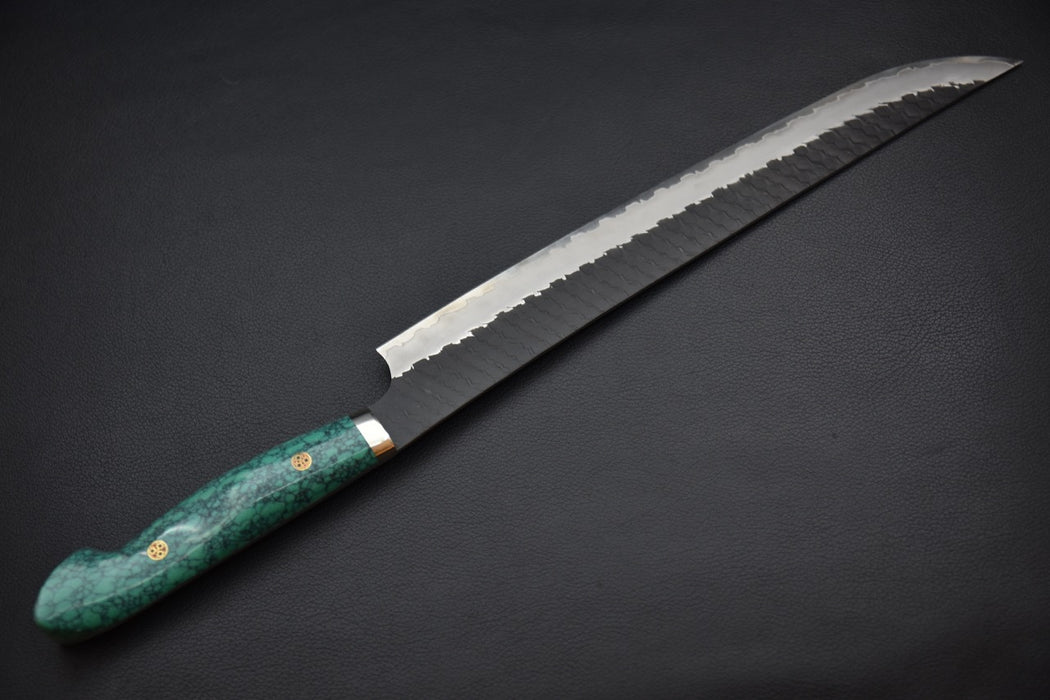 Nigara Hamono SG2 Tsuchime Kurouchi Sujihiki Sakimaru 300mm Turquoise